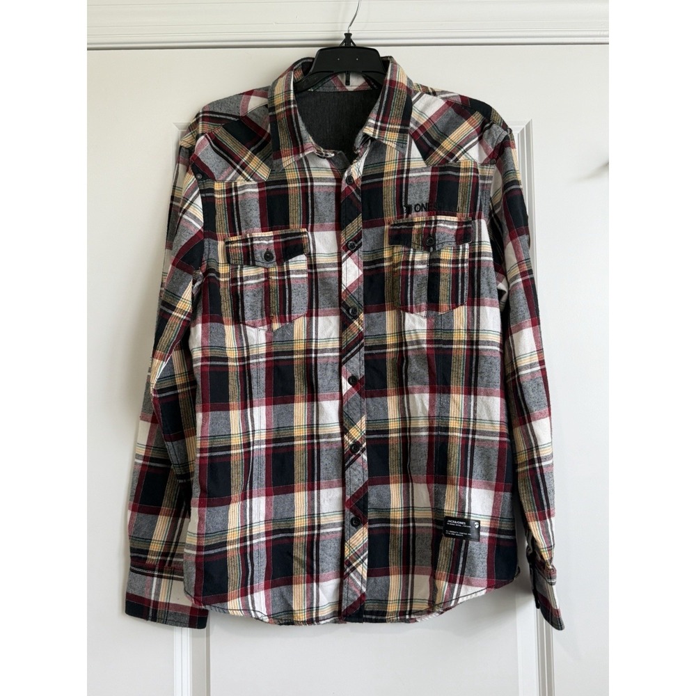Jack and Jones Men's Long Sleeve Plaid Button Down Shirt Size Large